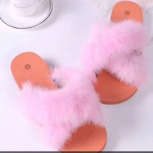 Pink fluffy sandals